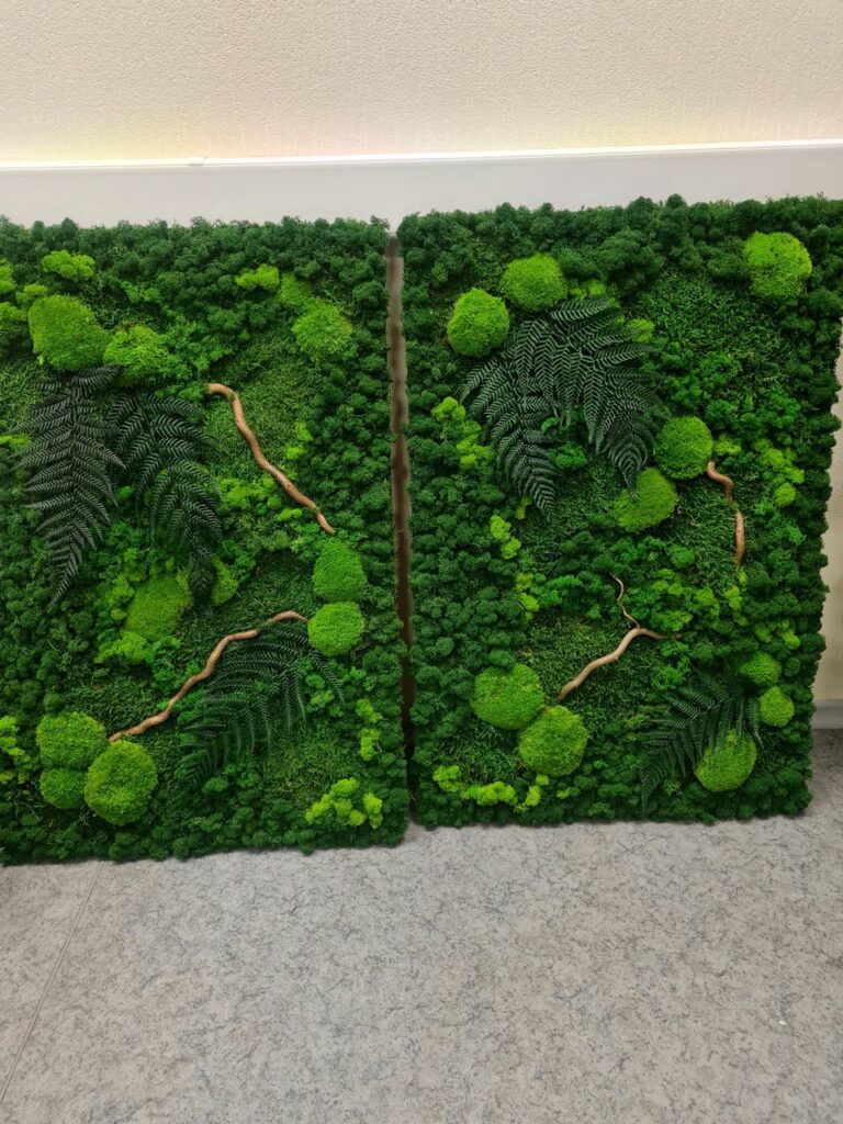 Stabiliseeritud sambla maal stabiliseeritud roheluse ja puidust sisekujundusega