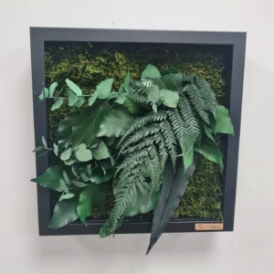 A picture made of stablized moss and greenery